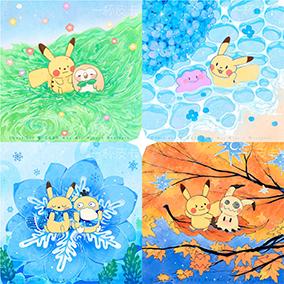 kox豪烁郎丨皮卡丘的四季方卡套装 商品图0