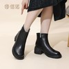 信诺妈妈鞋粗跟女士短靴加绒真皮棉鞋2025冬季新款高跟鞋时装靴子X5M150-227 商品缩略图3