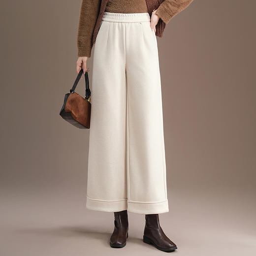 QYM 9571-Y羊毛呢直筒裤厚款高腰阔腿裤休闲裤 商品图1