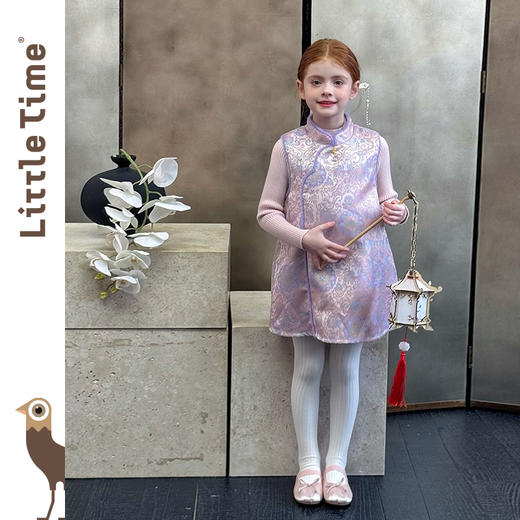 littletime女童旗袍2025秋冬新款儿童新中式国风连衣裙女宝礼服裙 商品图1