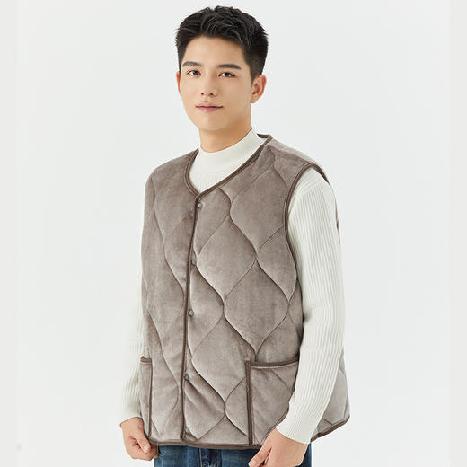 【内里加厚冬绒更保暖❗️出行防风轻便有型】新款男女通用男士冬季绒面加绒休闲男款家居扣棉马甲。hb 商品图1