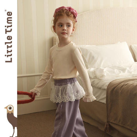 littletime女童长袖T恤2025秋冬新款儿童公主水晶闪闪打底衫上衣 商品图3
