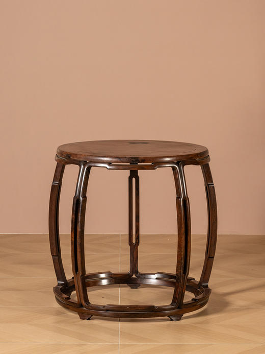 清	红木五足鼓墩形圆台 商品图0