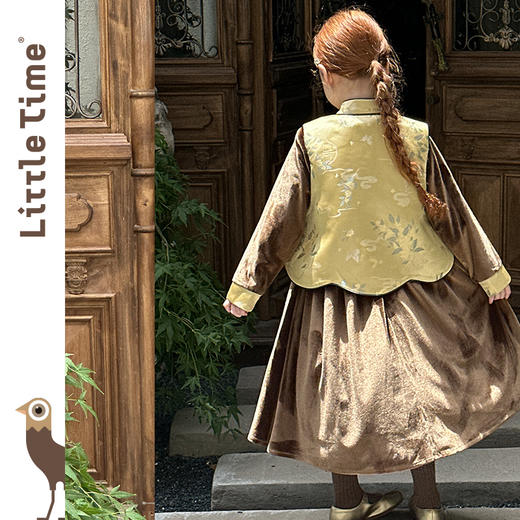 littletime女童套装2025秋冬新款儿童新中式国风马甲女宝两件套 商品图1