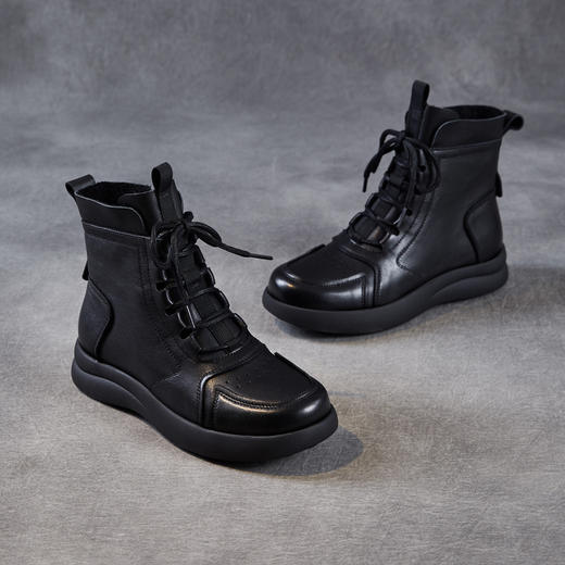 ZM2586952025年秋冬新款真皮马丁靴女英伦风复古单靴休闲平底时装休闲短靴 商品图3