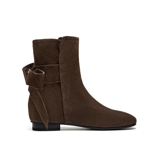 BF楼真美诗2025冬新款柔软羊皮复古甜美蝴蝶结时装短靴1A01ADZ5吊牌价1998折后价1198 商品图3