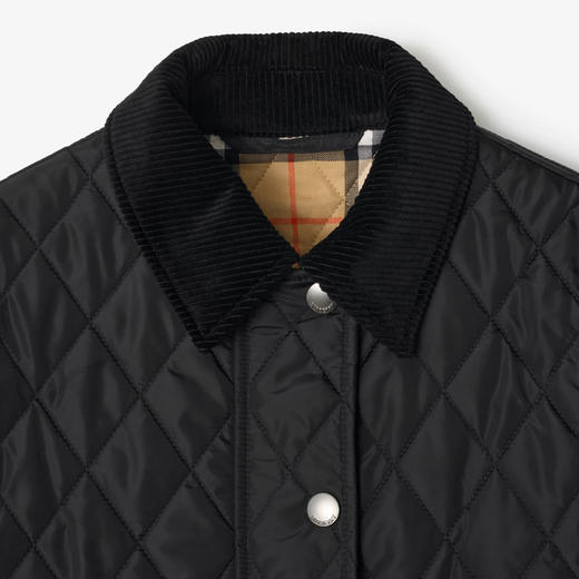 BURBERRY 巴宝莉 女士马术骑士徽标及腰短款绗缝尼龙夹克棉服 黑色 8107465 C1900 商品图1