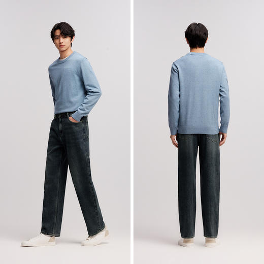森柔|森马牛仔裤男冬季长裤弹力抓毛宽松直筒裤通勤时尚百搭裤子 商品图4