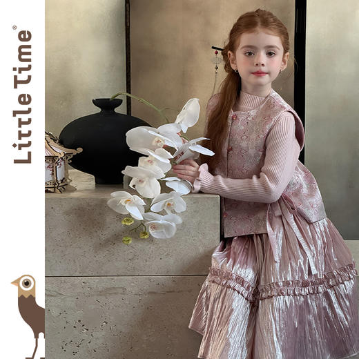littletime女童马甲2025秋冬新款儿童新中式国风马甲女宝两件套 商品图1