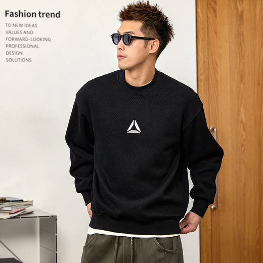 徐太浪【三角形设计 微弹内搭】黑色卫衣男秋冬大码男装打底上衣 商品图0