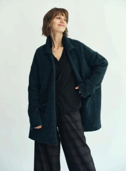 JAI 25AW  油墨绿蒙古真丝羊绒手摇织机外套 商品图3