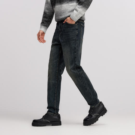 森柔牛仔|森马牛仔裤男款磨毛小脚裤子通勤基础百搭冬季长裤青年 商品图1