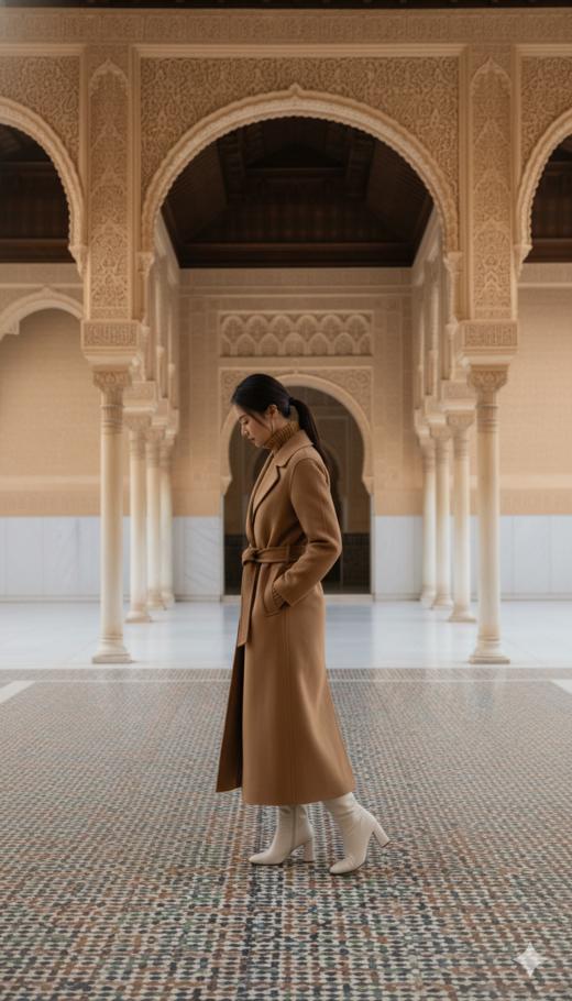 加内门襟珠边精致长款大衣 商品图4