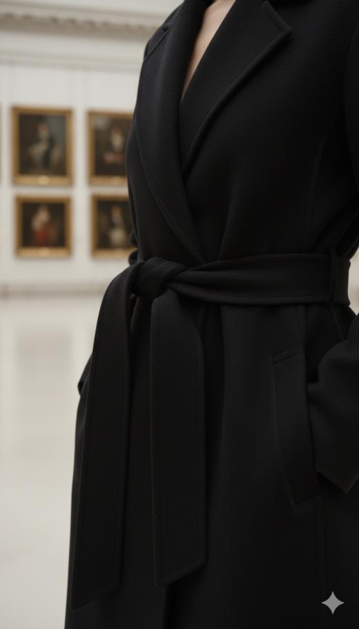 双面手工超长腰带大衣 商品图1