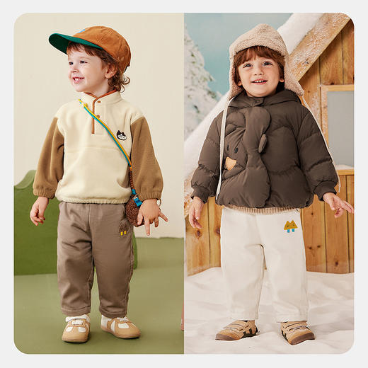 迷你巴拉男童宝宝长裤2025冬季新品亲肤保暖内里加绒舒适裤子 商品图2