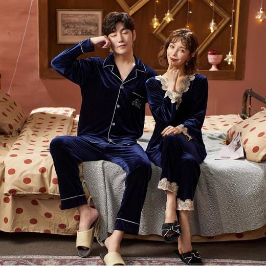 高定年代【金丝绒情侣家居服】男女两件套加厚秋冬加绒简约轻奢高级感睡衣 商品图1