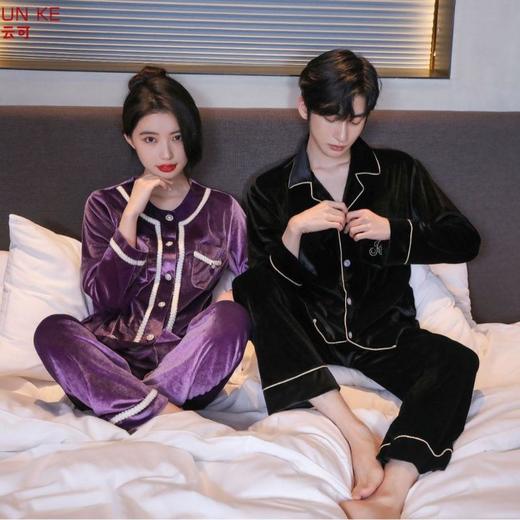 高定年代【金丝绒情侣家居服】秋冬女款加厚开衫大码套装长袖可外穿男女士家居服 商品图2