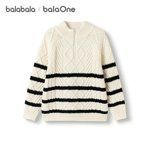 巴拉巴拉balaOne童装儿童毛衣男童2025新款冬套头线衫女条纹毛衫 商品图4