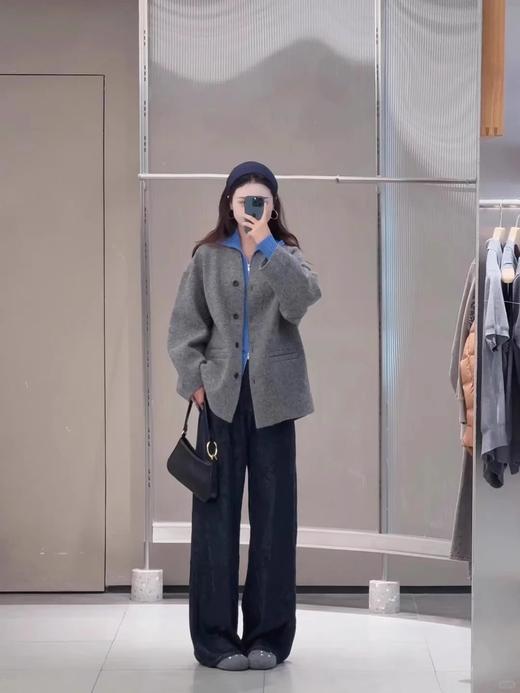 JN*同款极简无领绵羊毛呢大衣外套 商品图10