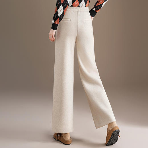 QYM 9572-Y加绒羊毛呢直筒裤厚款保暖阔腿裤 商品图2