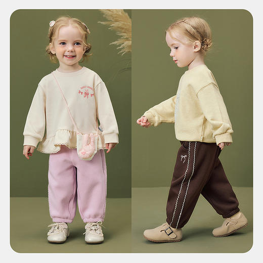 迷你巴拉女童宝宝甜美长裤2025冬季新品内里加绒亲肤保暖裤子 商品图2