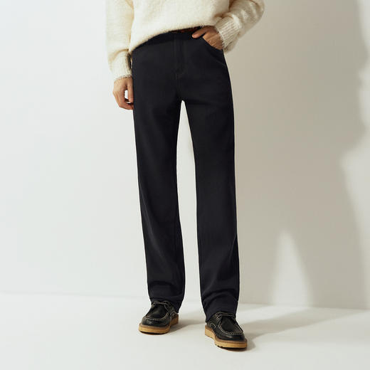 森马牛仔裤男冬加绒保温莱卡弹力直筒裤2025新款商务休闲通勤裤子 商品图1