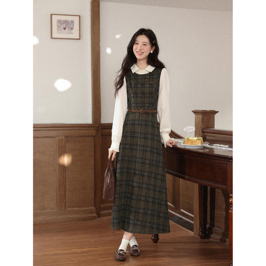 鹿向南 绿格连衣裙 商品图2