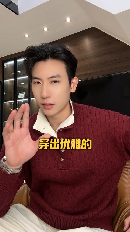 68296SDSA男士秋冬新款痞帅男装潮牌纽花半纽扣立领假两件针织毛衣百搭 商品图0