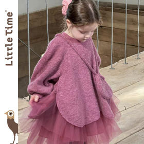 littletime女童连衣裙2025秋冬新款儿童毛织网纱公主裙女宝宝裙子
