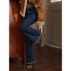 鹿向南「微风情书」复古深蓝色微喇牛仔裤女秋直筒显瘦小个子长裤 商品缩略图3