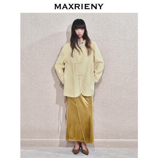 【商场同款-节庆新中式】MAXRIENY珠片绣花中式复古毛呢外套女(货号:MC85JA790) 商品图1