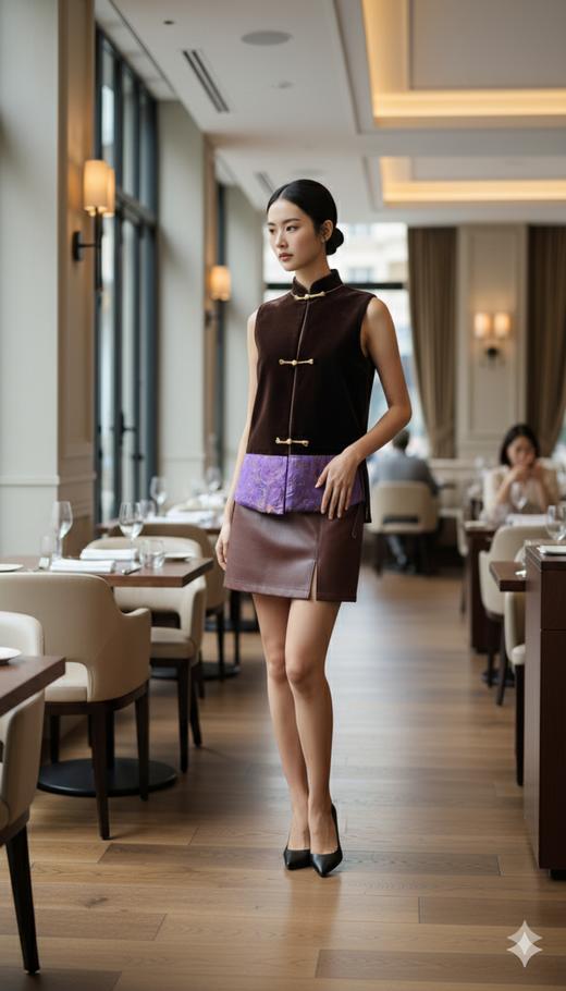 新中式两面可穿拼色马甲 商品图4