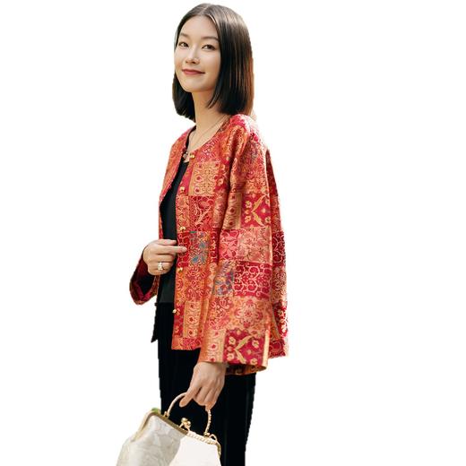 OPH F4639-A老钱风真丝宋锦新中式50姆米桑蚕丝外套上衣棉衣 商品图4