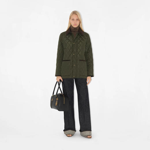 BURBERRY 巴宝莉 女士马术骑士标签绗缝尼龙谷仓夹克棉服 绿色 8113591 C2491 商品图3