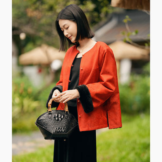 OPH F4661-B[双面穿]过年了！新中式国风桑蚕丝真丝加厚外套 商品图1