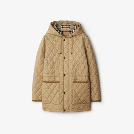 BURBERRY 巴宝莉 女士绗缝尼龙派克大衣棉服 卡其色 8113254 B8626 商品图0