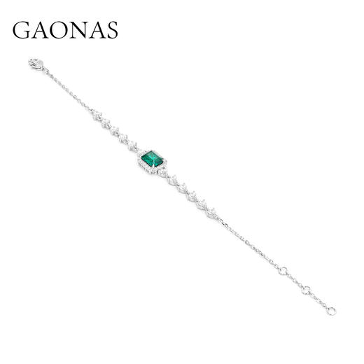 GAONAS 925银合成锆石手链 时尚贵气绿色极简手链10154SG 商品图1