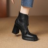 【预售5天】前拉链厚底超高跟短靴女秋冬真皮方头加绒马丁靴百搭瘦瘦靴ASN&3097 商品缩略图3