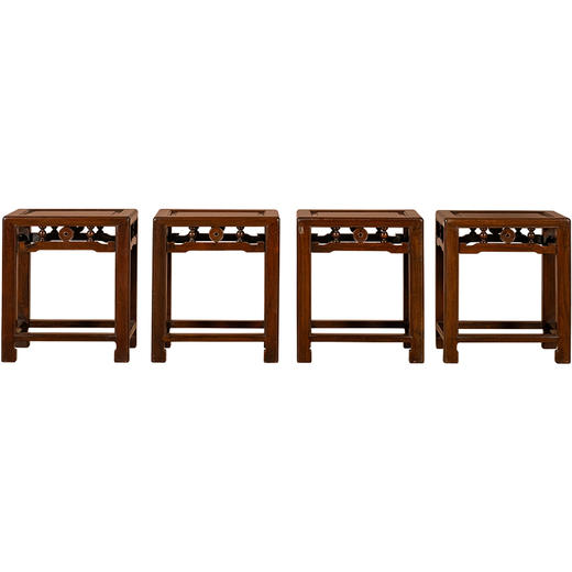 清	红木钱币纹四面平方凳成套（一套四只） 商品图5