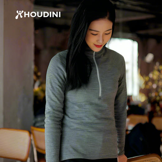 HOUDINI胡丁尼Desoli 迪索丽 II代 女户外秋冬保暖半拉链羊毛长袖打底衫 840078 商品图1