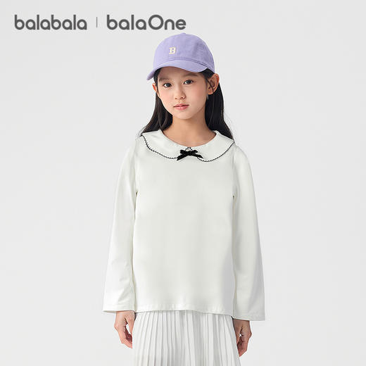 巴拉巴拉balaOne女童长袖t恤儿童2025新款秋甜美娃娃领内搭上衣萌 商品图1