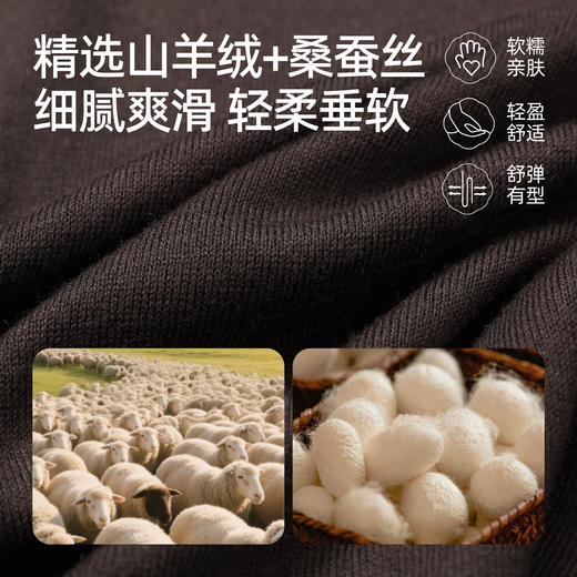 【山羊绒+桑蚕丝-打底衫】逸阳秋冬新品收腰显瘦不规则内搭圆领上衣5285 商品图3