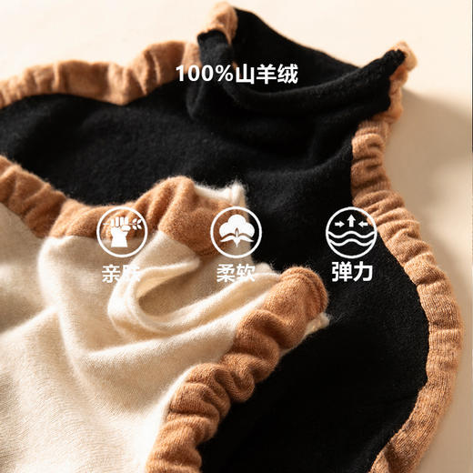 纯山羊绒拼接长袖秋冬加厚百搭上衣女羊绒衫 商品图1