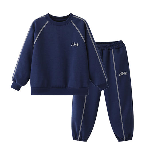 *【A类品质，暖糯舒适】【加绒保暖，户外运动】秋冬新款儿童四色加绒卫衣套装中大男女童运动休闲卫衣长裤加绒套装 商品图6