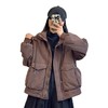2025冬季新款 复古拼接贴布大口袋做旧棉衣 宽松连帽外搭开衫棉衣 商品缩略图4