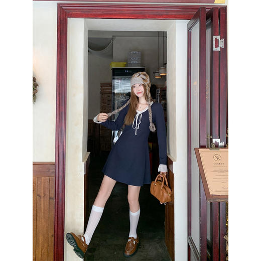 【149元任选2件】现货！V领长袖针织连衣裙 商品图4