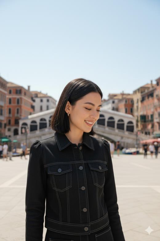 借肩泡泡袖撞明线夹克 商品图5