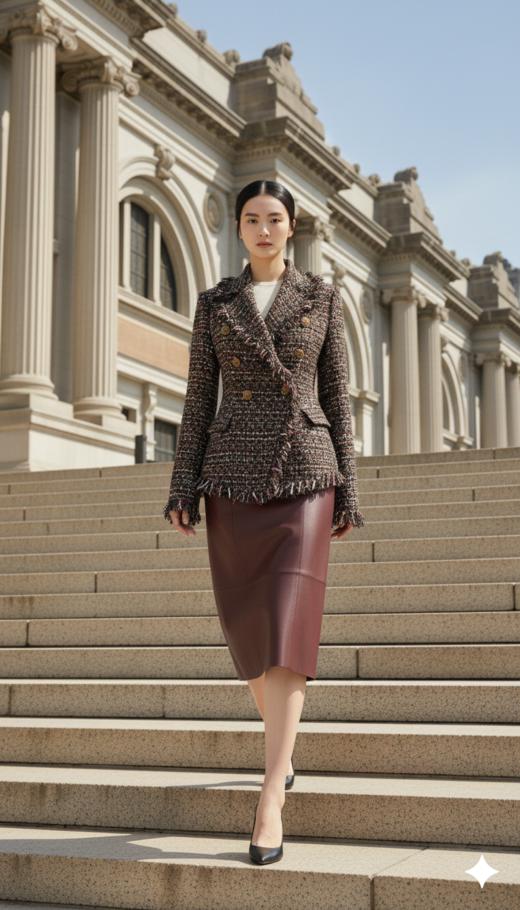 挺肩流苏边修身外套 商品图2