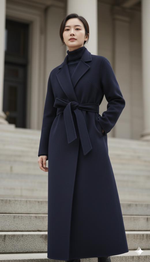 设计女王大摆双面手工超长腰带大衣 商品图0