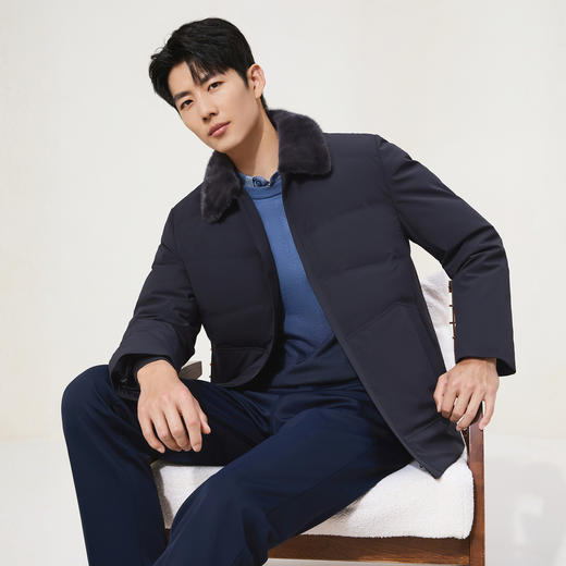 【尼克服/可脱卸兔毛内胆】柒牌可拆卸貂毛翻领2025冬季保暖外套129J70770 商品图1